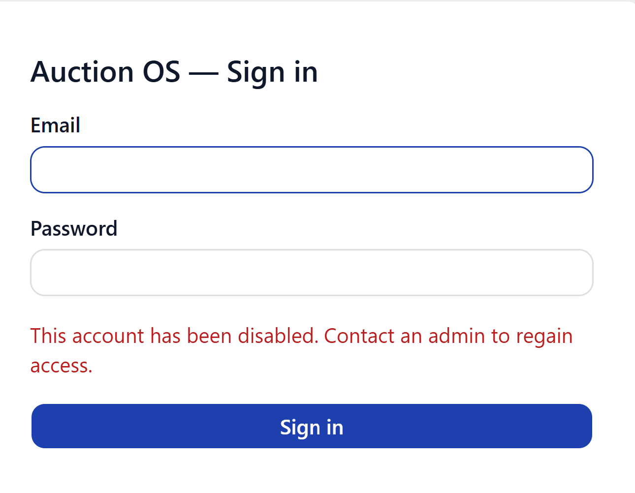 Disabled account