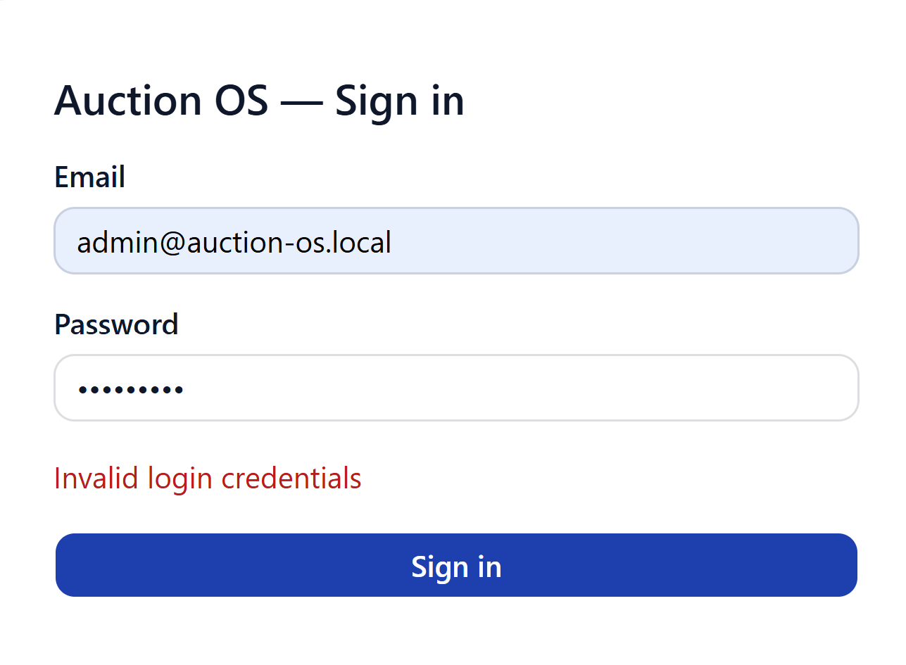 Invalid credentials