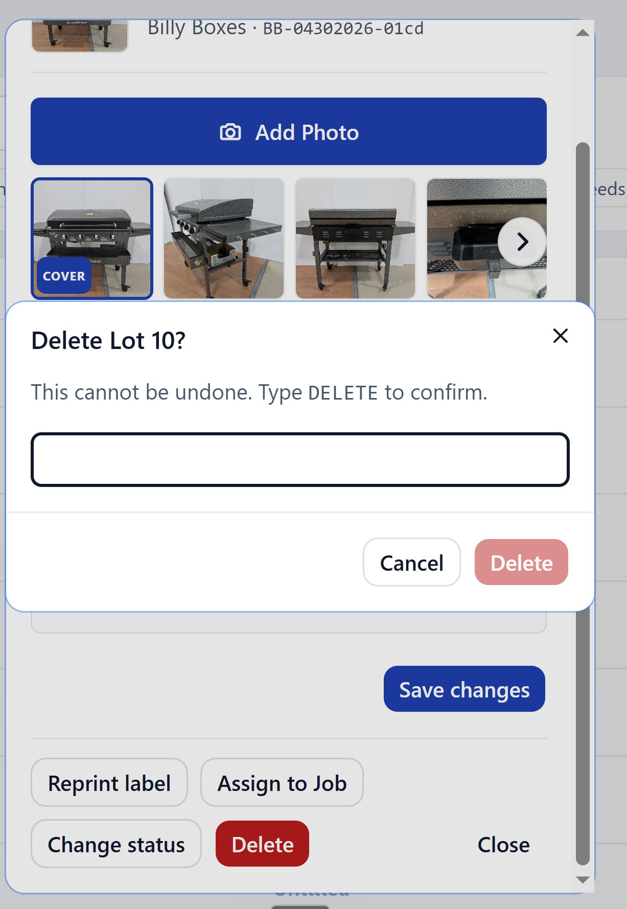 Delete confirmation