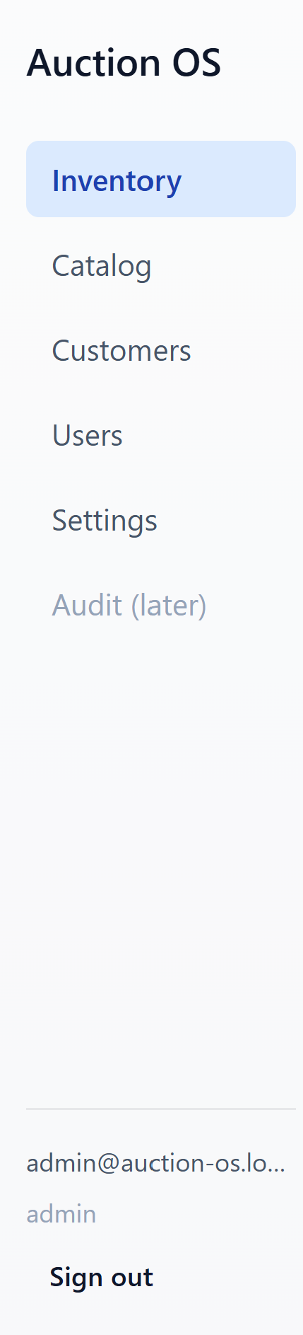Admin sidebar