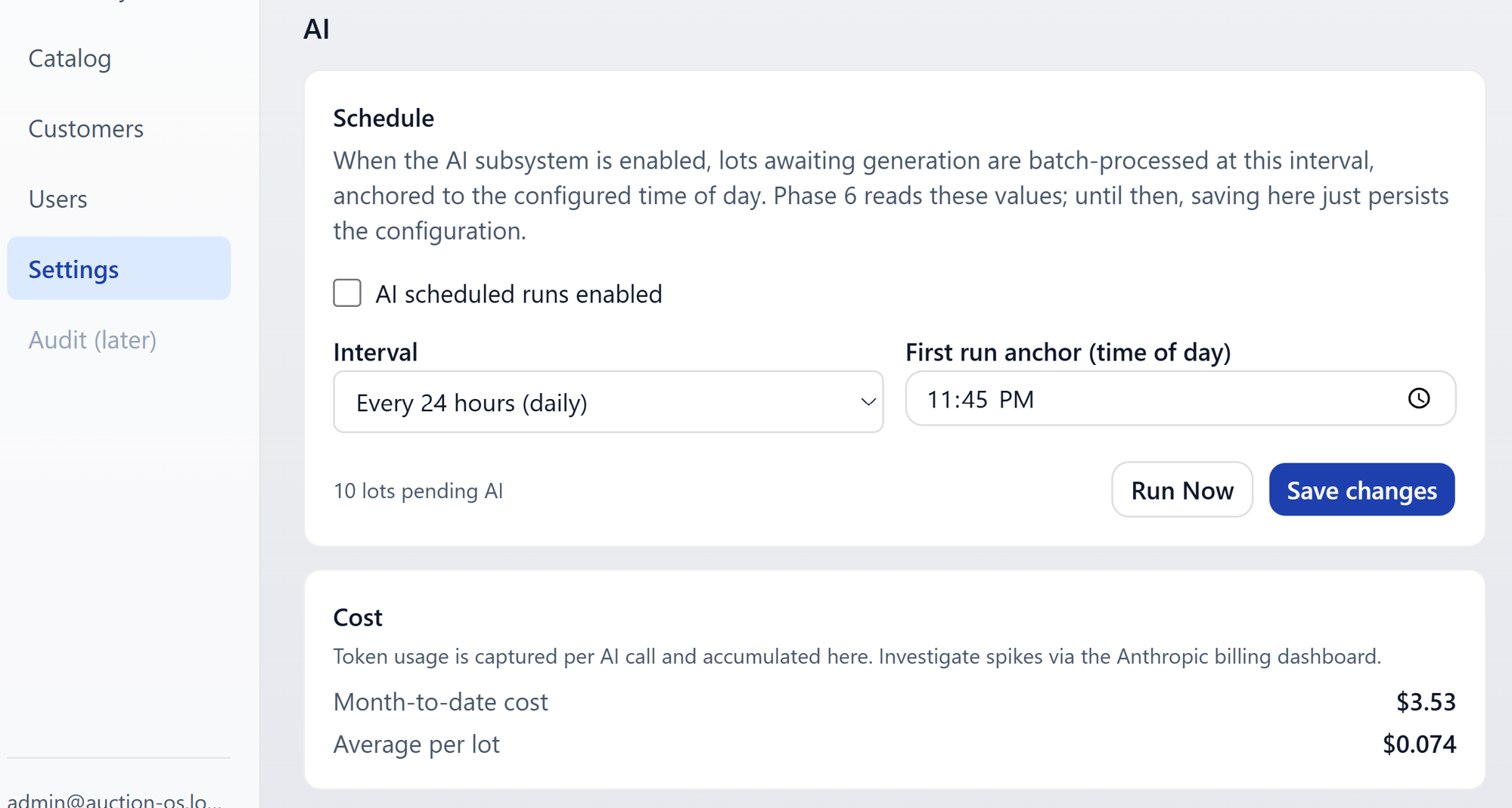 AI Schedule panel