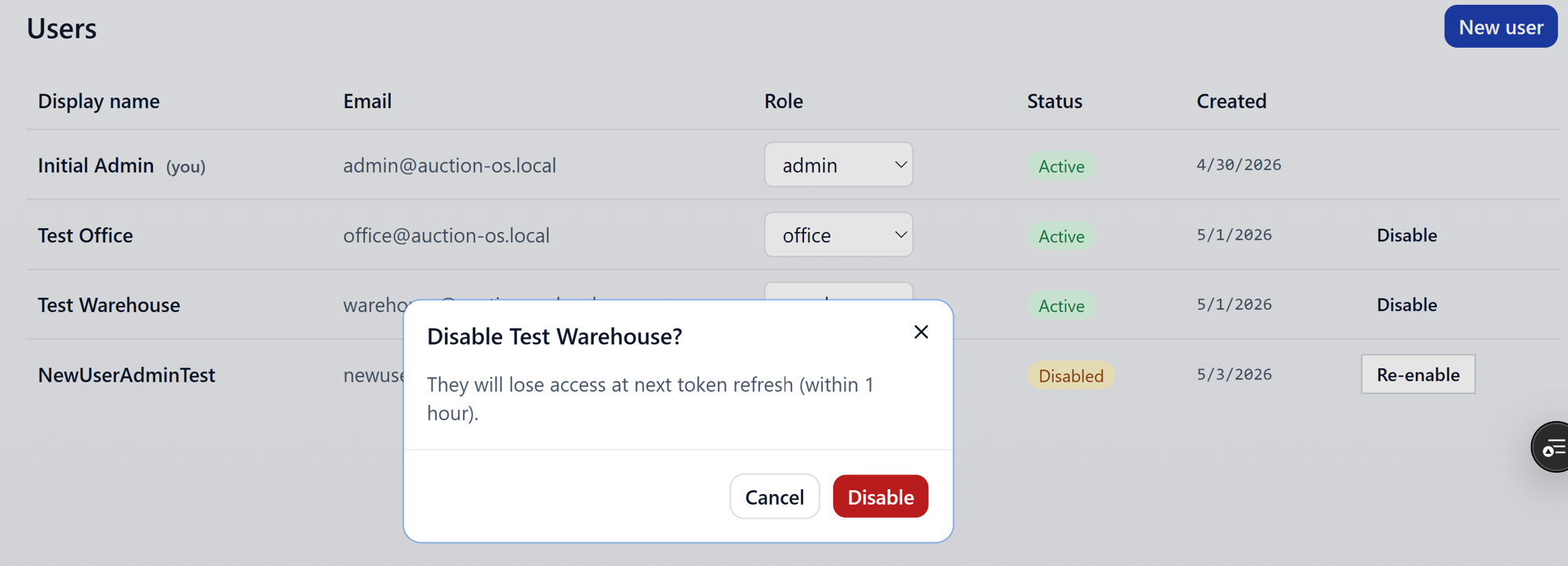 Disable user confirm